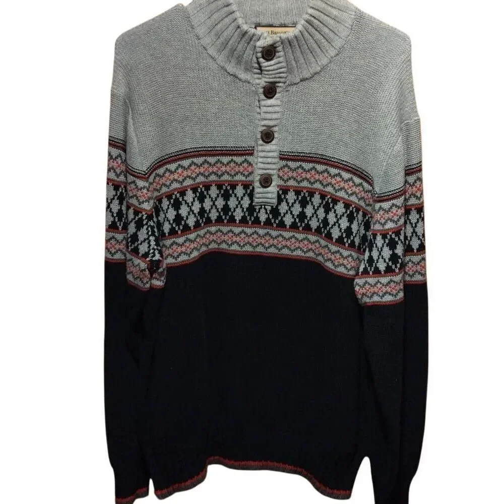 G.H. Bass Sweater Men's Large 100% Cotton Nordic Excellent Condition
